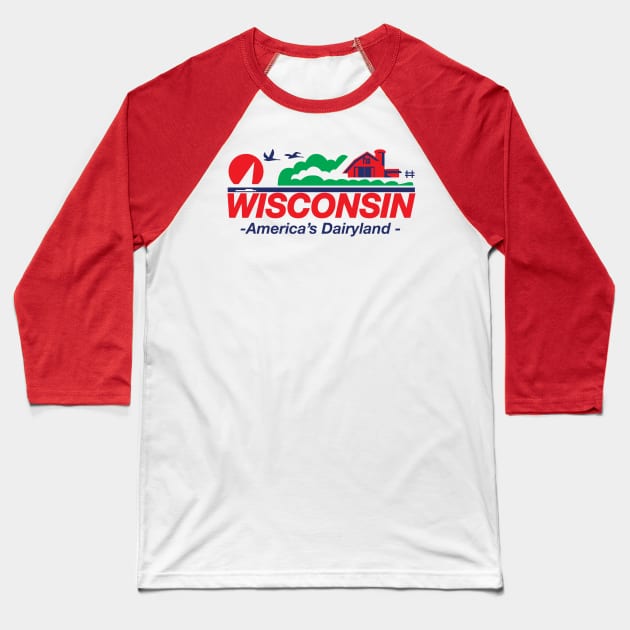 Wisconsin License Plate America's Dairyland Baseball T-Shirt by KevinWillms1